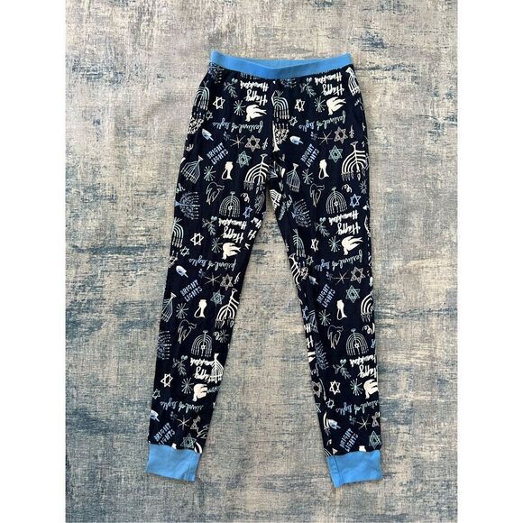 New! Blue White Hannukah Print Pajama Pants Women's Small - Picture 1 of 6